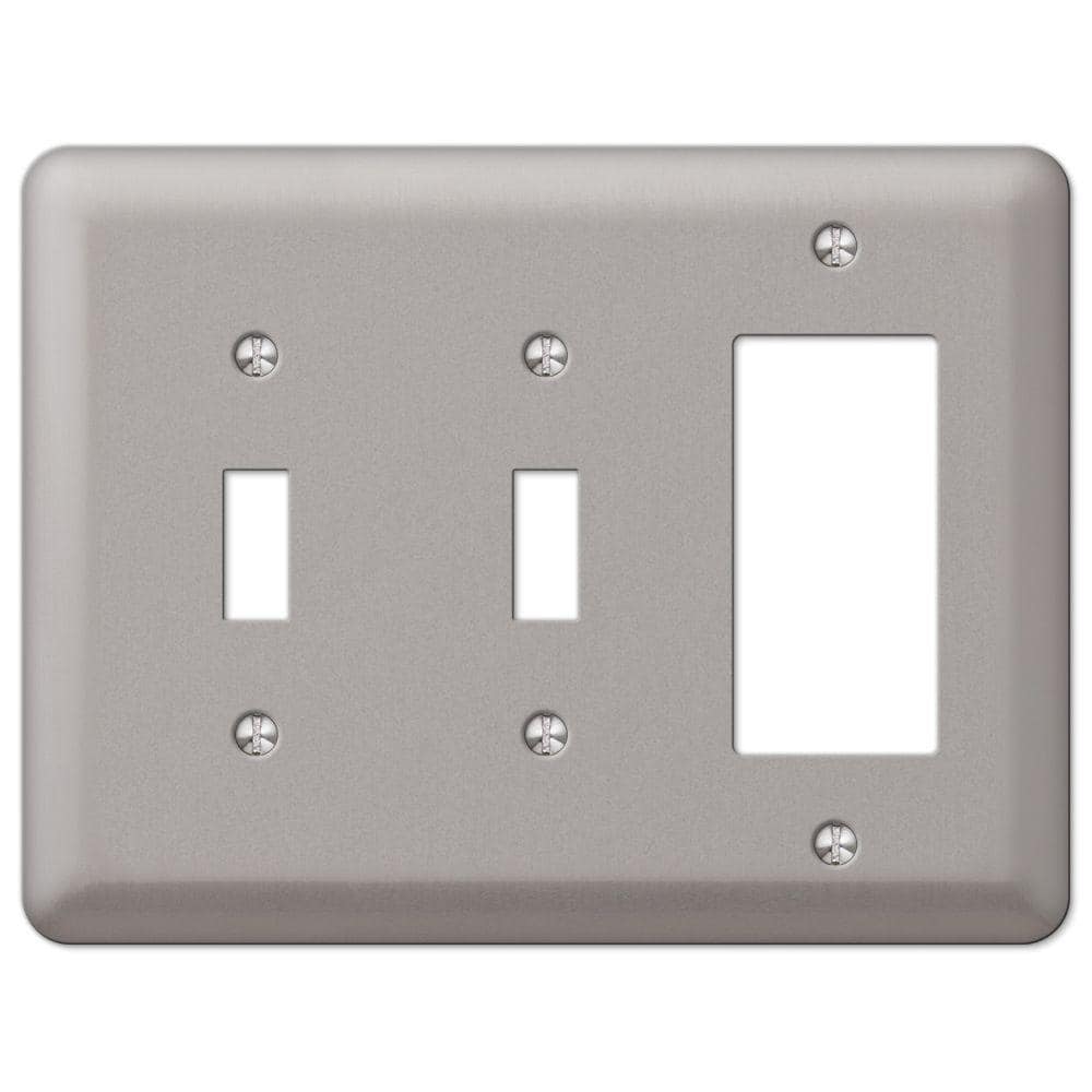 Amerelle 2TTRPW Devon Wallplate  2 Toggle / 1 Rocker  Steel  Brushed Nickel  1-Pack