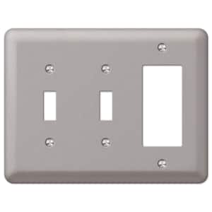 Declan 3 Gang 2-Toggle and 1-Rocker Steel Wall Plate - Pewter