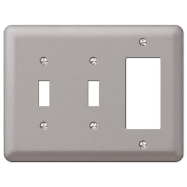 Declan 3 Gang 2-Toggle and 1-Rocker Steel Wall Plate - Pewter