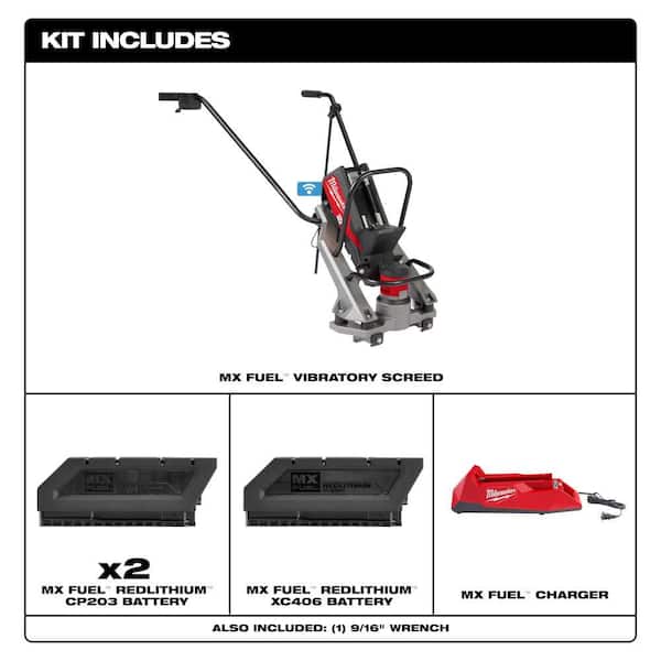 MX FUEL Lithium-Ion Cordless Vibratory Screed with (2) Batteries and Charger