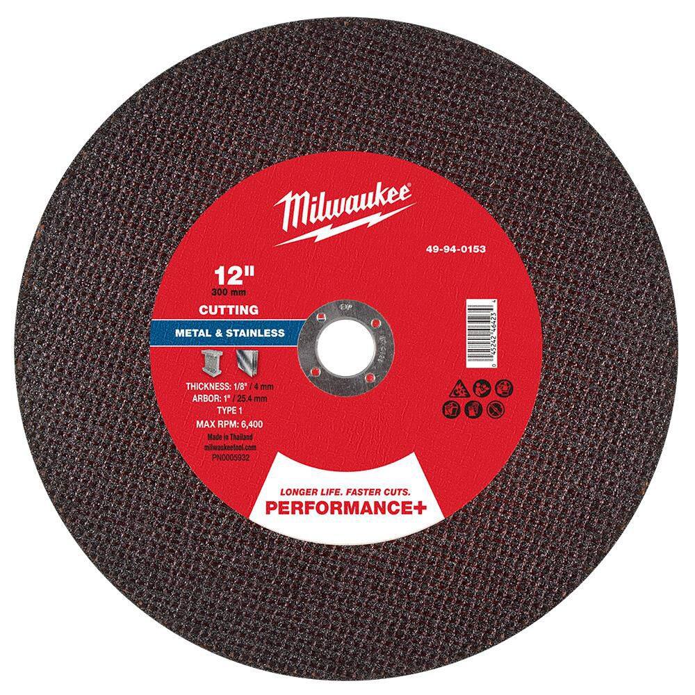 12 in. x 1/8 in. x 1 in. Performance Plus Metal Cut Off Wheel - Type 1 price history on PriceWatchPro