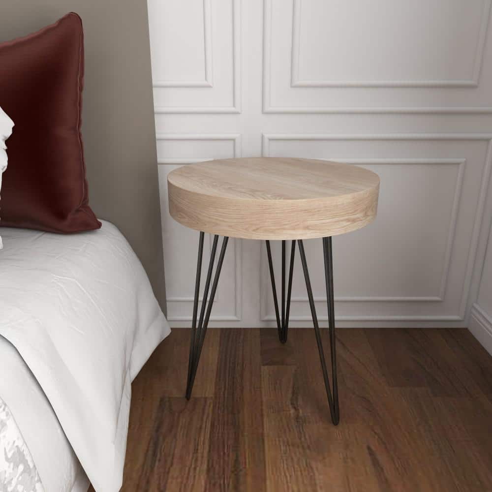 Elegant Round 20" Wood and Metal Accent Table in Brown