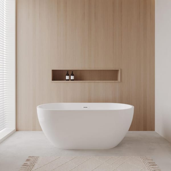 Brooklyn 60 in. Acrylic Flatbottom Bathtub in White with Shiny White Trim