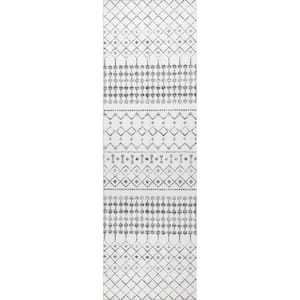 Moroccan Blythe Machine Washable Gray 3 ft. x 10 ft. Runner Rug