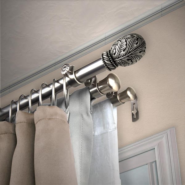 EMOH 13/16" Dia Adjustable 66" to 120" Triple Curtain Rod in Satin Nickel with Irene Finials