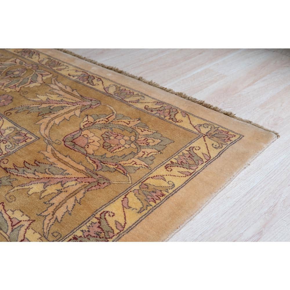 Beige Hand Knotted Wool Agra Rug, 14'10 x 23'6