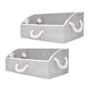 8 Gal. Low Front Polyester Storage Bin with Cotton Rope Handles in Clay (2-Pack)