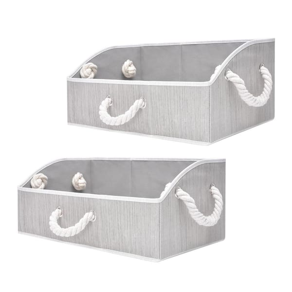 StorageWorks 8 Gal. Low Front Polyester Storage Bin with Cotton Rope Handles in Clay (2-Pack)