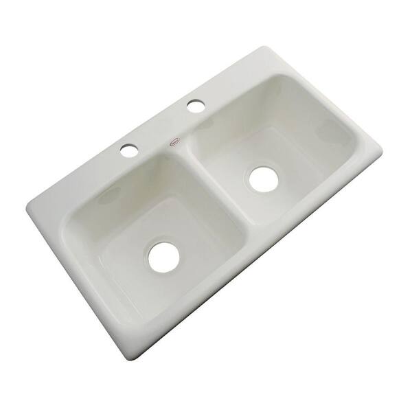 Thermocast Brighton Drop-in Acrylic 33x19x9 in. 2-Hole Double Bowl Kitchen Sink in Tender Grey