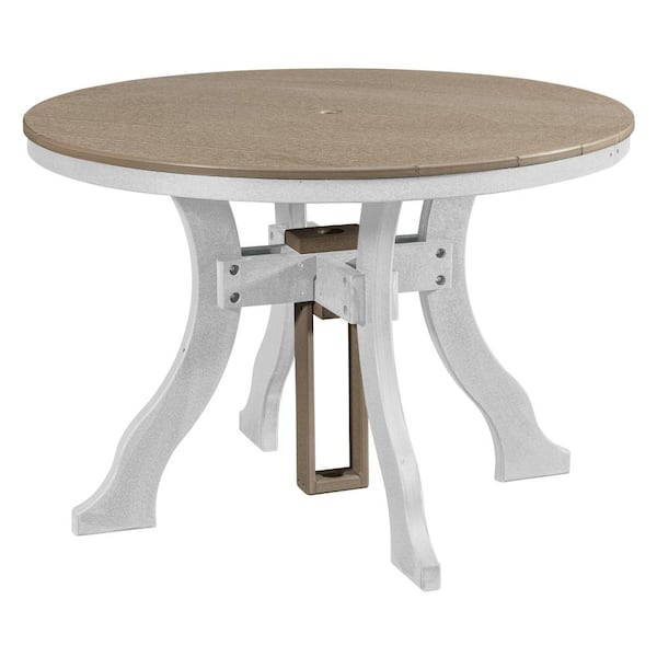 American Furniture Classics Adirondack Series White Frame Round High Density Plastic Dining Height Outdoor Dining Table