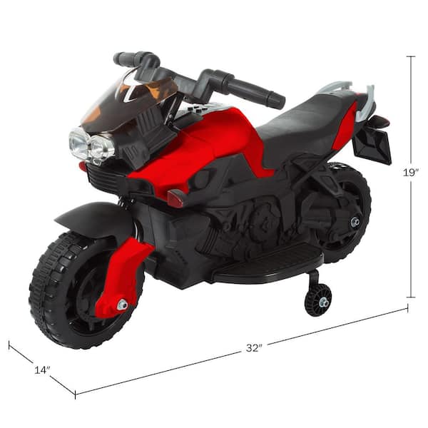 Costway 12V Kids Ride-On Motorcycle Motor Bike w/ Training Wheels Red 