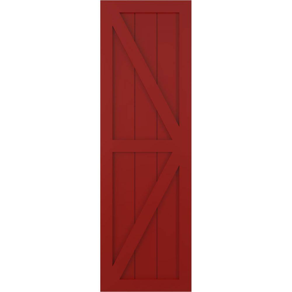 15 in. x 34 in. True Fit PVC 2-Equal Panel Farmhouse Fixed Mount Board and Batten Shutters Pair with Z-Bar in Fire Red price history on PriceWatchPro