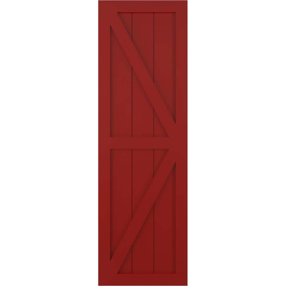 18 in. x 50 in. True Fit PVC Two Equal Panel Farmhouse Fixed Mount Board and Batten Shutters with Z-Bar Pair in Fire Red price history on PriceWatchPro