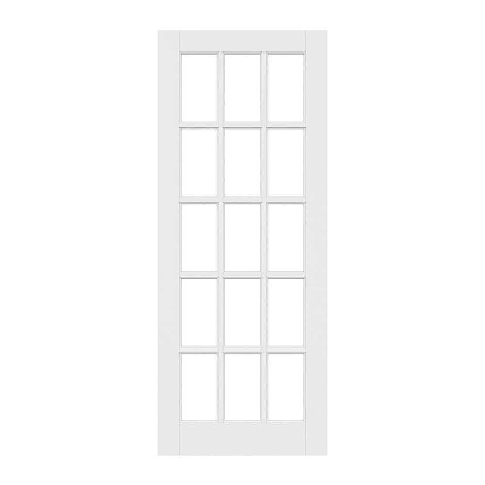 30 in. x 80 in. 15-Lite Tempered Clear Glass Solid Core White Primed MDF Multi-usage Interior Door Slab without Hardware price history on PriceWatchPro