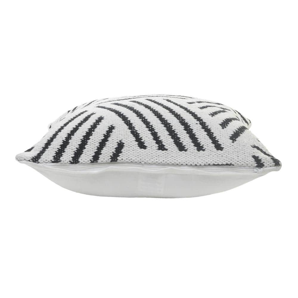 Black and White Geometric Cotton Square Pillow, 20 in