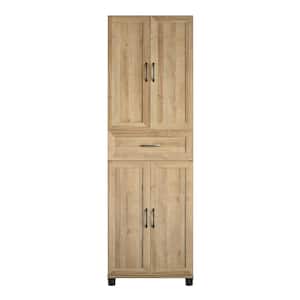 Lory Framed Storage Cabinet with Drawer, Natural, Wood Closet System, 23.46 in. W