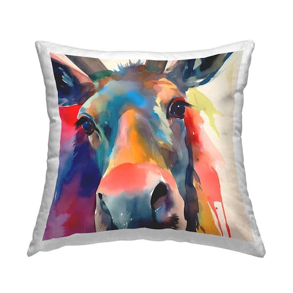 Stupell Industries Abstract Hued Deer Multi-Color Print Polyester 18 in. x 18 in. Throw Pillow