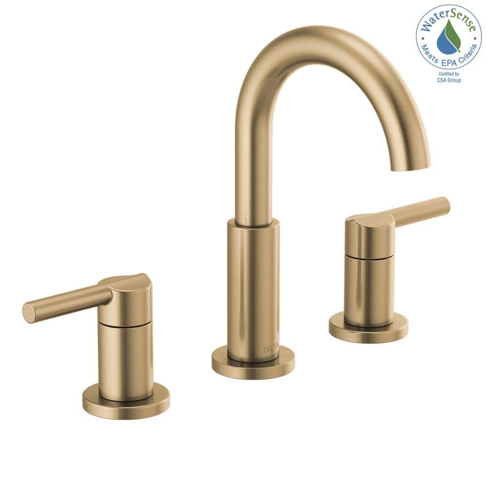 Champagne Bronze Widespread Bathroom Faucet with Drain Assembly