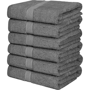 6-Piece Gray Highly Absorbent Cotton Quick Drying Bath Towel Set