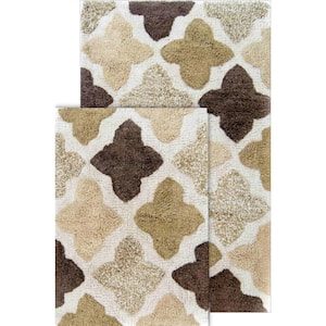 Alloy Moroccan Tiles Khaki 21 in. x 34 in. and 17 in. x 24 in. 2-Piece Bath Rug Set