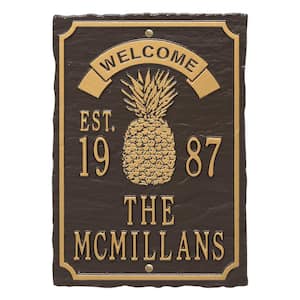 Antebellum Welcome Rectangular Standard Wall 3-Line Anniversary Personalized Plaque in Bronze/Gold