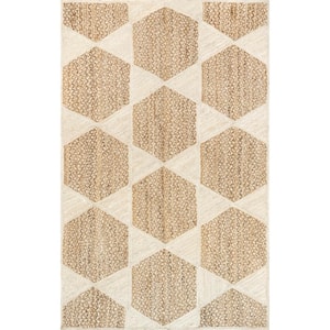 Affton Ivory 5 ft. x 8 ft. Geometric Jute Area Rug