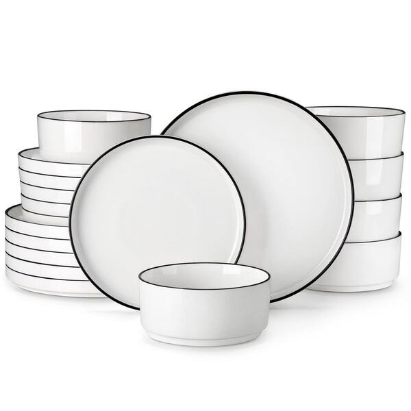 thumbnail image 2 of Segawe 18-Piece White Porcelain Dinnerware Set – Service For 6, Plates & Bowls, Kitchen Essential 2 of 5