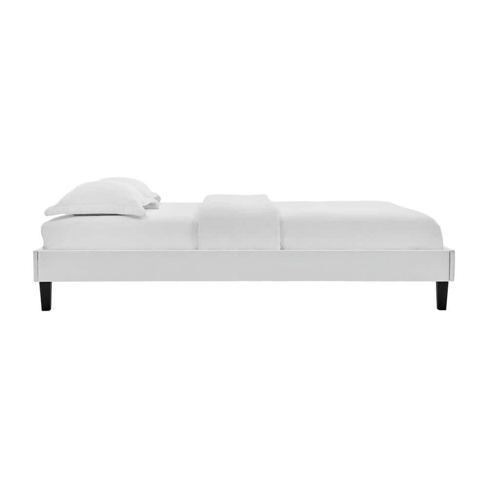 Light Gray Velvet Upholstered Queen Platform Bed Frame