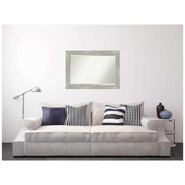 Medium Rectangle Distressed Grey Beveled Glass Modern Mirror (30 in. H x 42 in. W)
