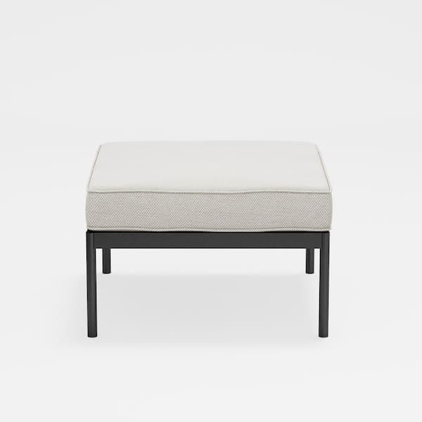 Zinus Savannah Black Aluminum Outdoor Ottoman with Beige Cushion