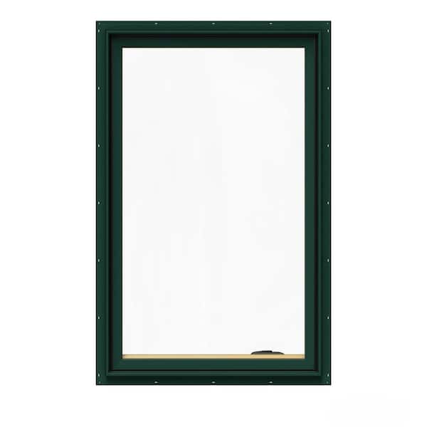 JELD-WEN 30.75 in. x 48.75 in. W-2500 Series Green Painted Clad Wood Right-Handed Casement Window with BetterVue Mesh Screen