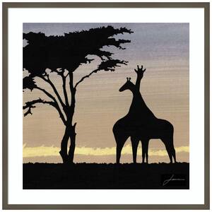 "Savanna Giraffes IV" by James Burghardt 1-Piece Wood Framed Giclee Travel Art Print 33 in. x 33 in.