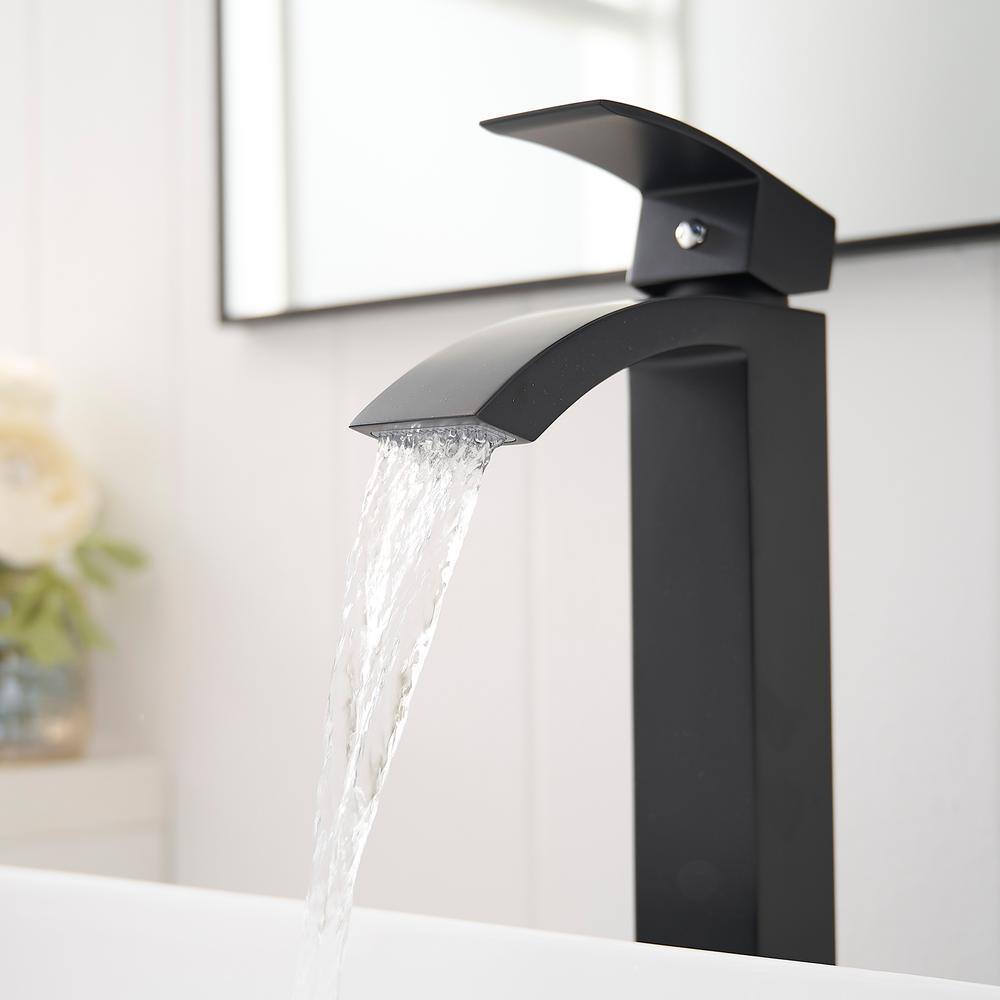 Matte Black Tall Single Handle Vessel Sink Faucet