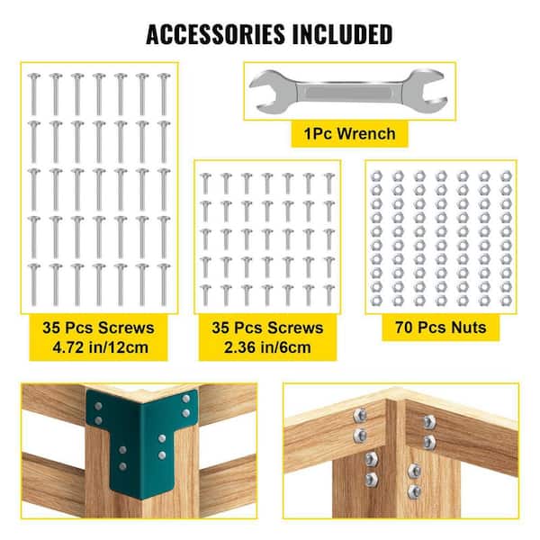 VEVOR Workbench Corner Brackets 48 lbs. Shop Table Bracket Kit 4mm Galvanized Steel for Heavy-Duty Deck Edge (8-Pieces)