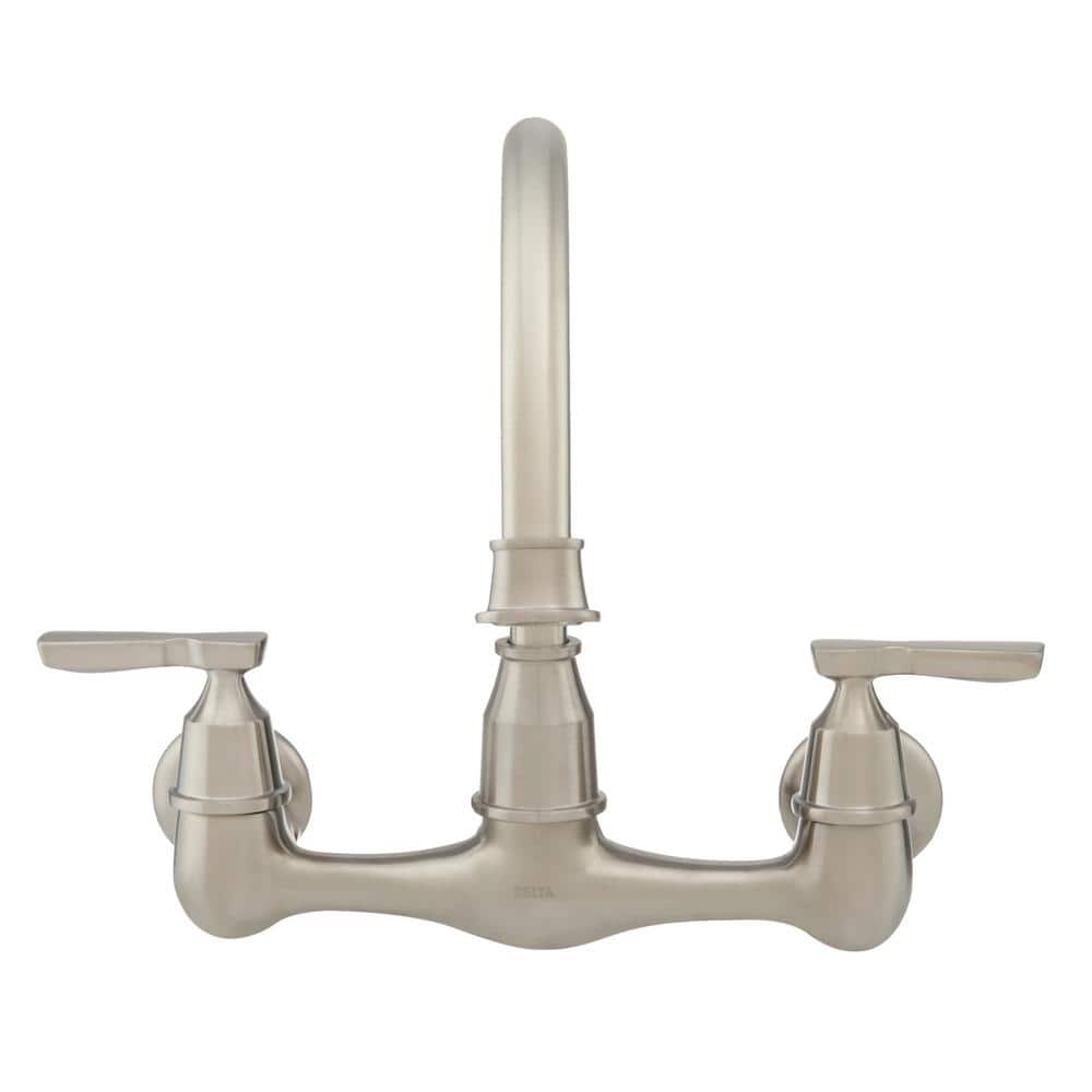 Corin Stainless Steel Wall Mount Kitchen Faucet with Dual Handles