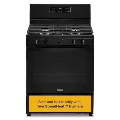 30 in. 5-Burner Freestanding Gas Range in Black