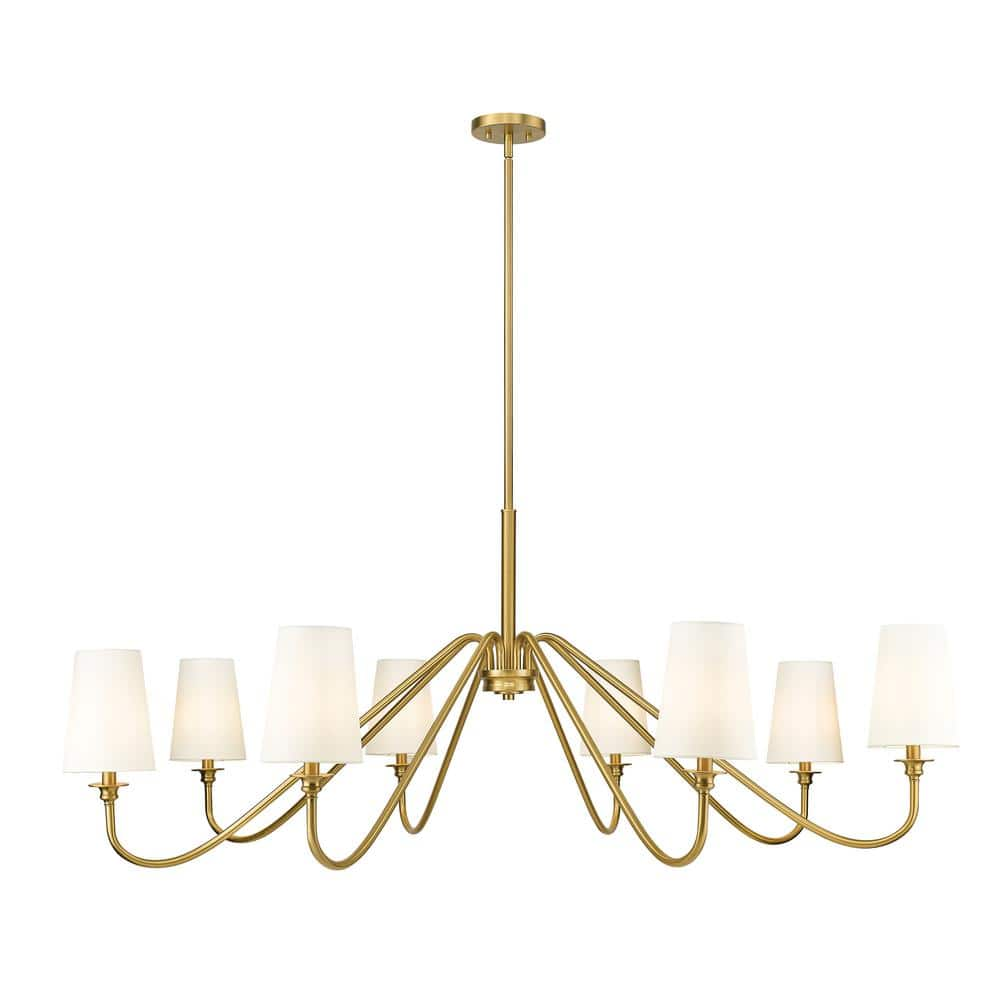 Gianna 8-Light Modern Gold Chandelier with White Fabric Shades 7509-8 ...