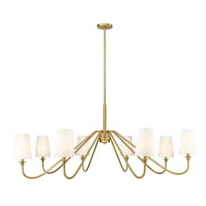 Gianna 8-Light Modern Gold Chandelier with White Fabric Shades
