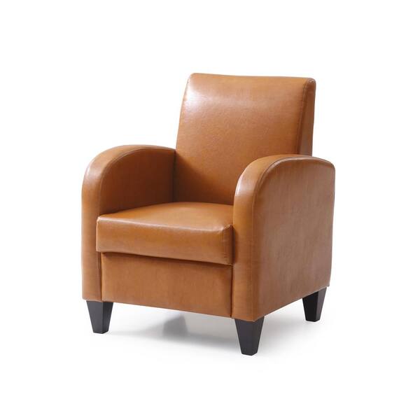 Unbranded PU Mocha Accent Chair with Solid Wood Legs and Frames