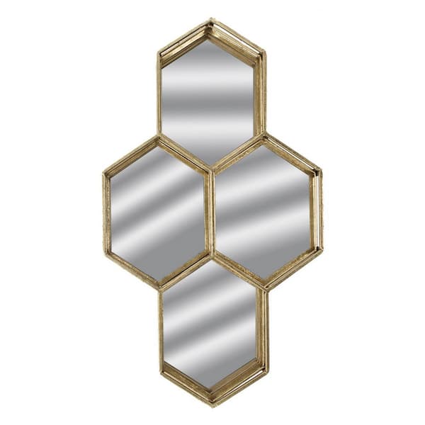 HomeRoots Victoria 30 in. x 17 in. Classic Irregular Framed Gold Vanity Mirror