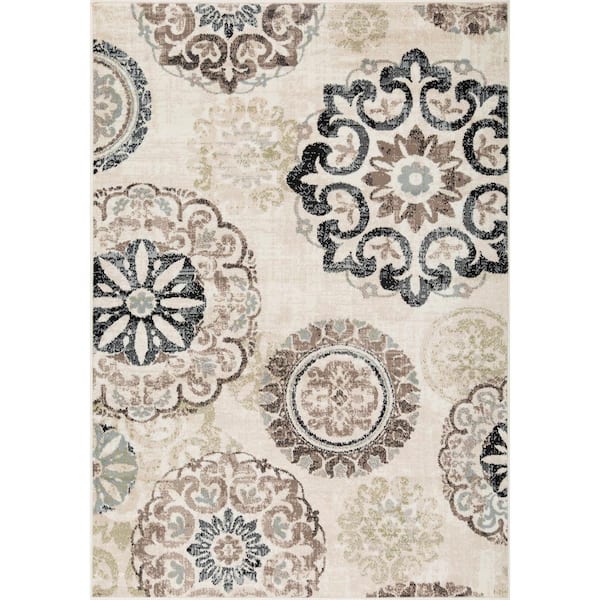 L'Baiet Katie Beige Mid-Century 2 ft. x 6 ft. Runner Rug