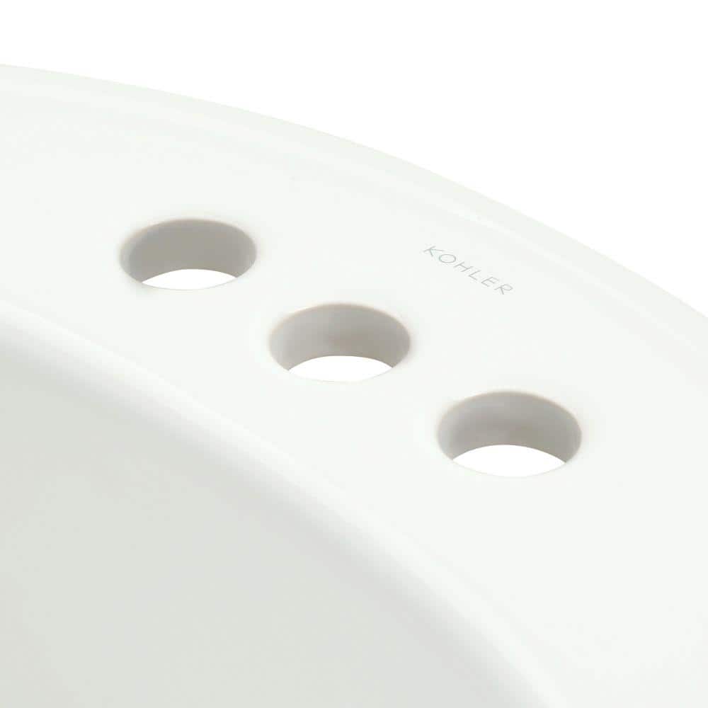 White Ceramic Oval Drop-In Bathroom Sink with Overflow
