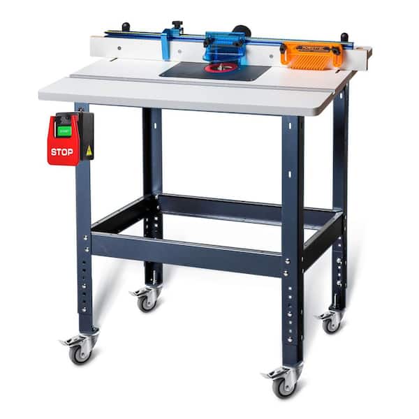 Router Table and Fence System with Safety Paddle Switch and Mobile Base, Multi-Purpose Tool Stand with Wheels