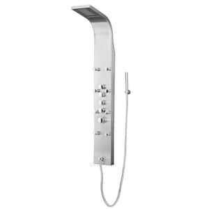 61 in. 8-Jet Full Body Shower System Panel with Rainfall Waterfall Shower Head Hand Shower in Stainless Steel