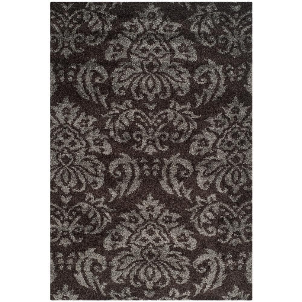 Florida Shag SG460 Power Loomed Indoor Area Rug - Dark Brown/Smoke - 8'x10' - Safavieh