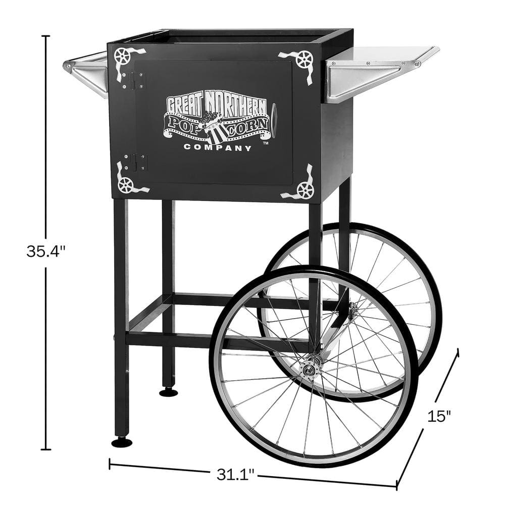 Black Steel Vintage Popcorn Machine Cart with Bicycle Wheels