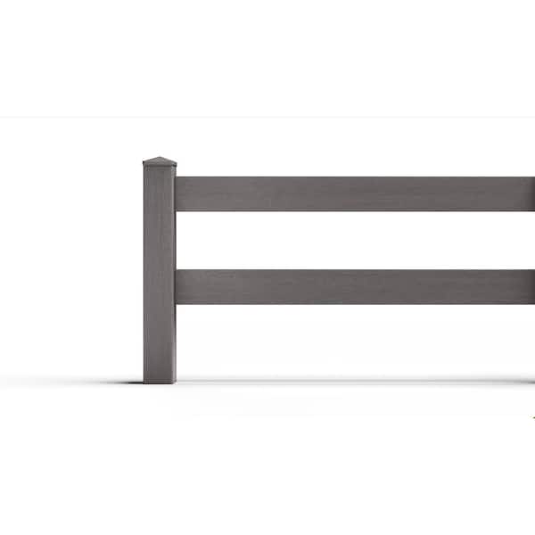 Composite Traditional Two Board Ranch Rail Fence Panel (3 ft. H x 5.75 ft. W) Slate Grey