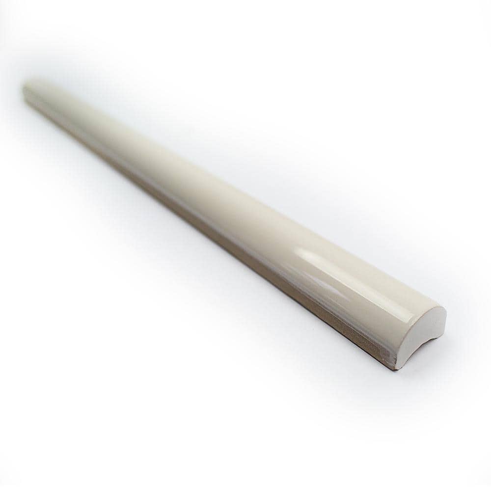 Vanilla Polished Ceramic Wall Pencil Liner Tile 0.75x12