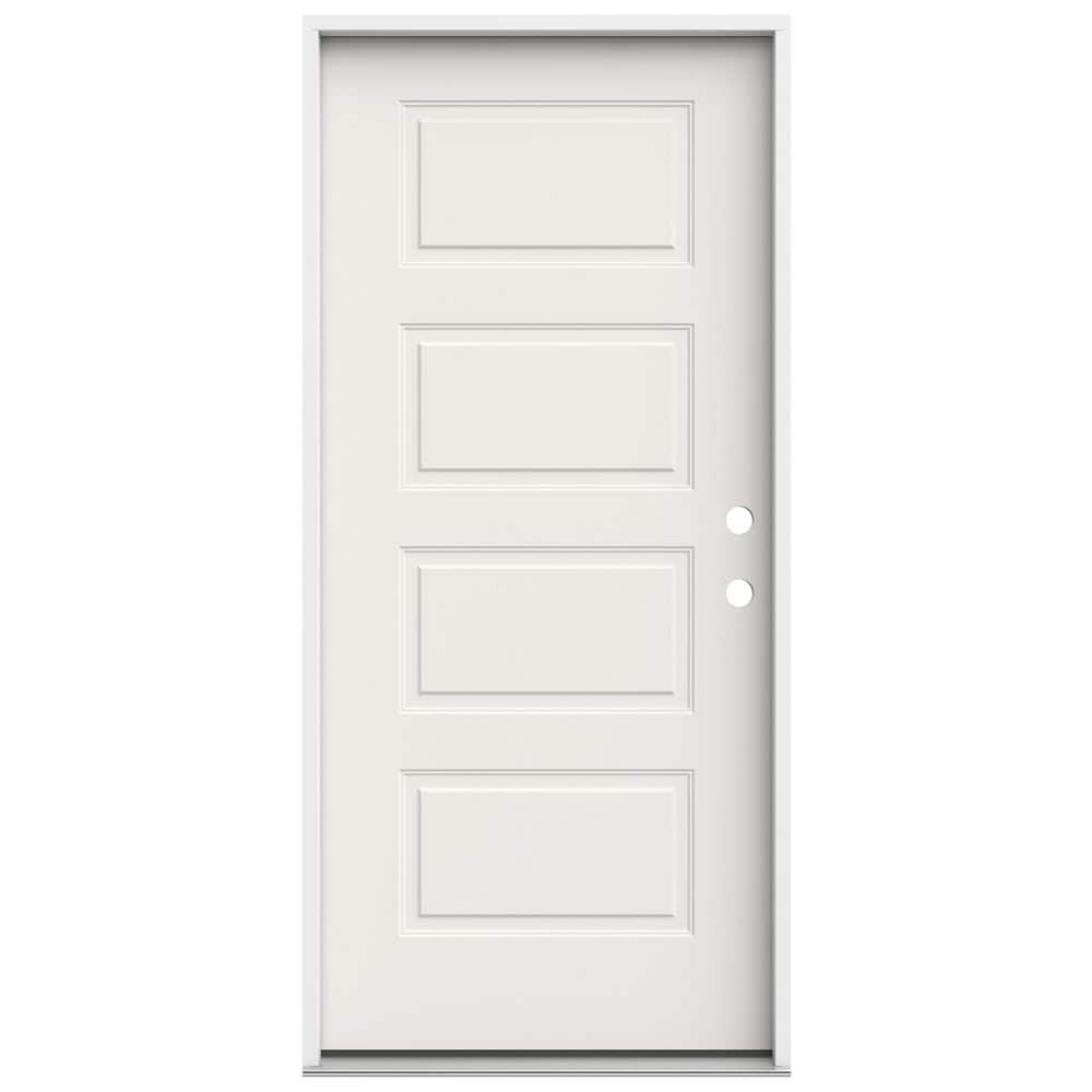 Element 36 in. x 80 in. Left-Hand Inswing 3/4 Oval Quattro Decorative Glass  White Primed Steel Front Door Slab