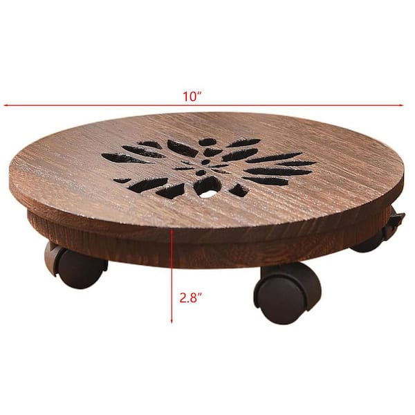 1-Tier Brown Wood Plant Stand (10 in. H W x 2.8 in. H) L0CHWHZK81